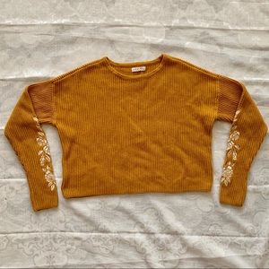 YELLOW CROPPED KNIT SWEATER - PACSUN